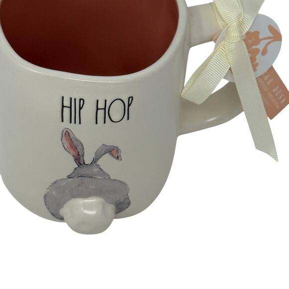 Rae Dunn Easter 2025 Hip Hop Bunny Tail White Pink Ceramic Mug Farmhouse Rustic - Picture 3 of 10